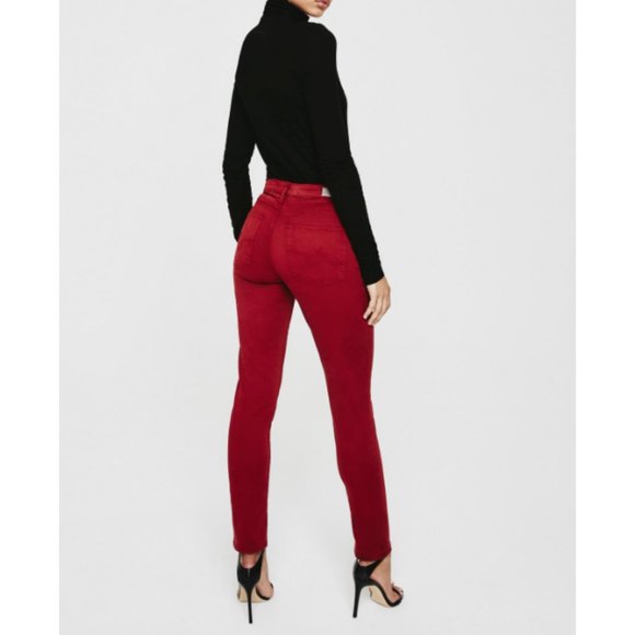 AG Adriano Goldschmied The Prima Cigarette Leg Pant Red Amaryllis Size 25R - Picture 3 of 13